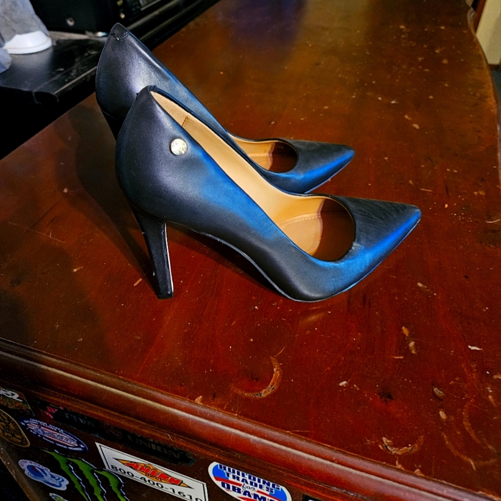 Calvin Klien Black Faux Leather Heels